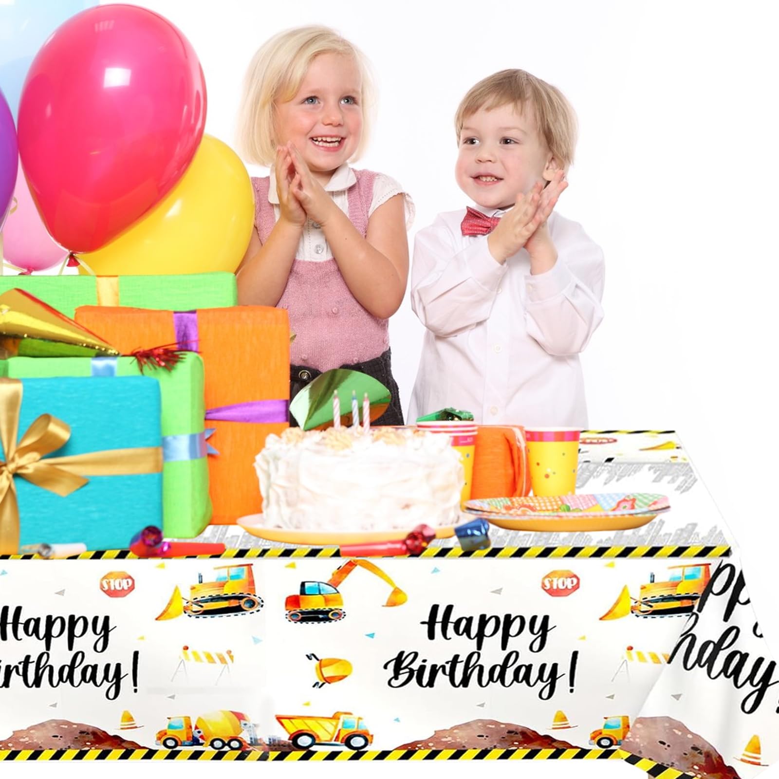 ParPix Tovaglia Per Compleanno Con Escavatore – 137x274 Cm, Plastica Impermeabile, Decorazione Festa Bambini - 5