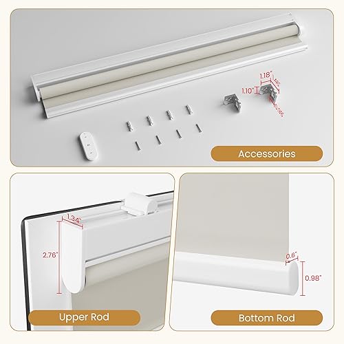 Miniatura 8 de Grandekor Persianas motorizadas con control remoto, persianas enrollables opacas eléctricas sin cables, persianas inteligentes para dormitorio, sala