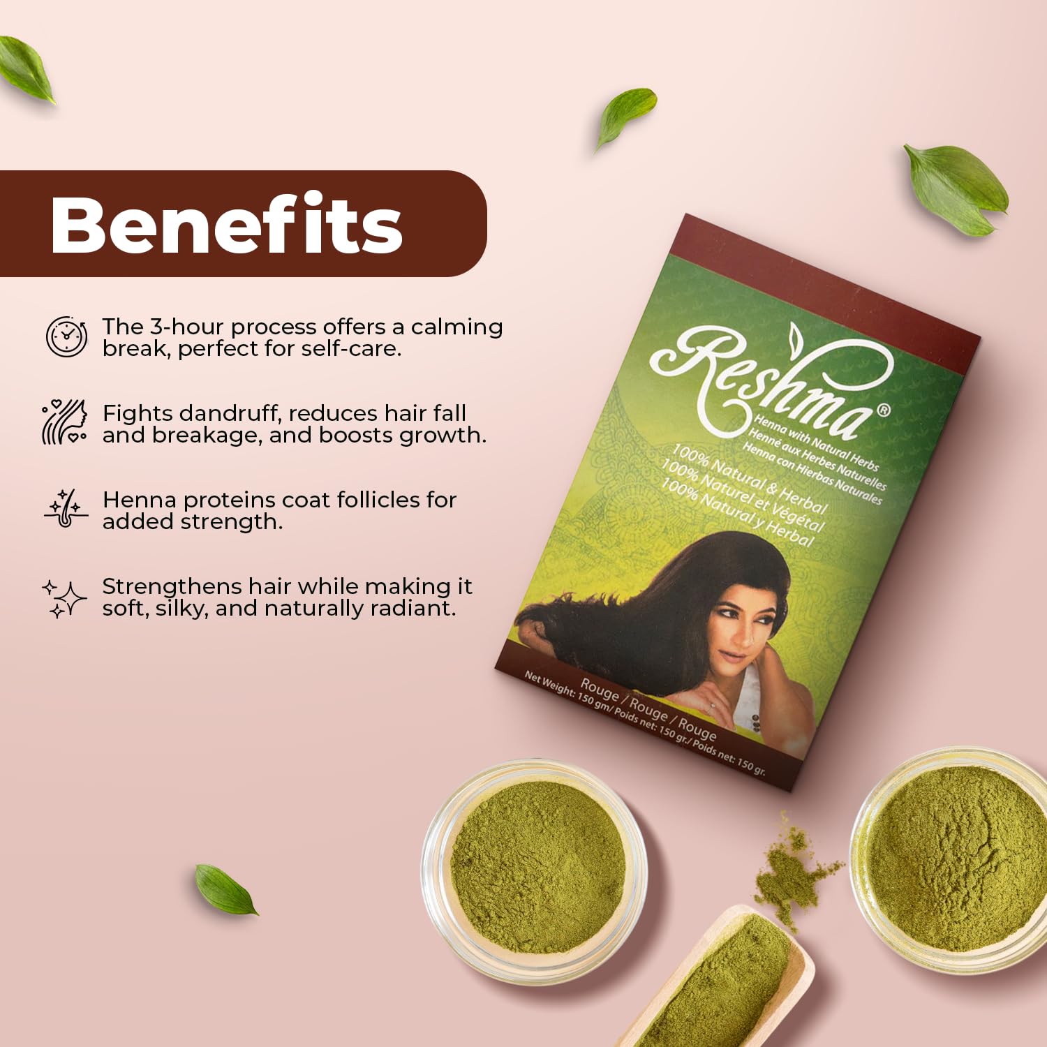 Reshma Beauty Ayurvedic Henna Hair Color Blend – Henna, Indigo & Herbal Extracts – Natural Red/Rouge Hair Color for Gray Blending – Heena Mehendi – 5.29 oz Each, (Pack Of 12)