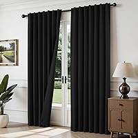 Joydeco Blackout Curtains 96 Inch 2 Panels - Room Darkening, Noise Reducing, Thermal Insulated Black Drapes for Bedroom Living Room