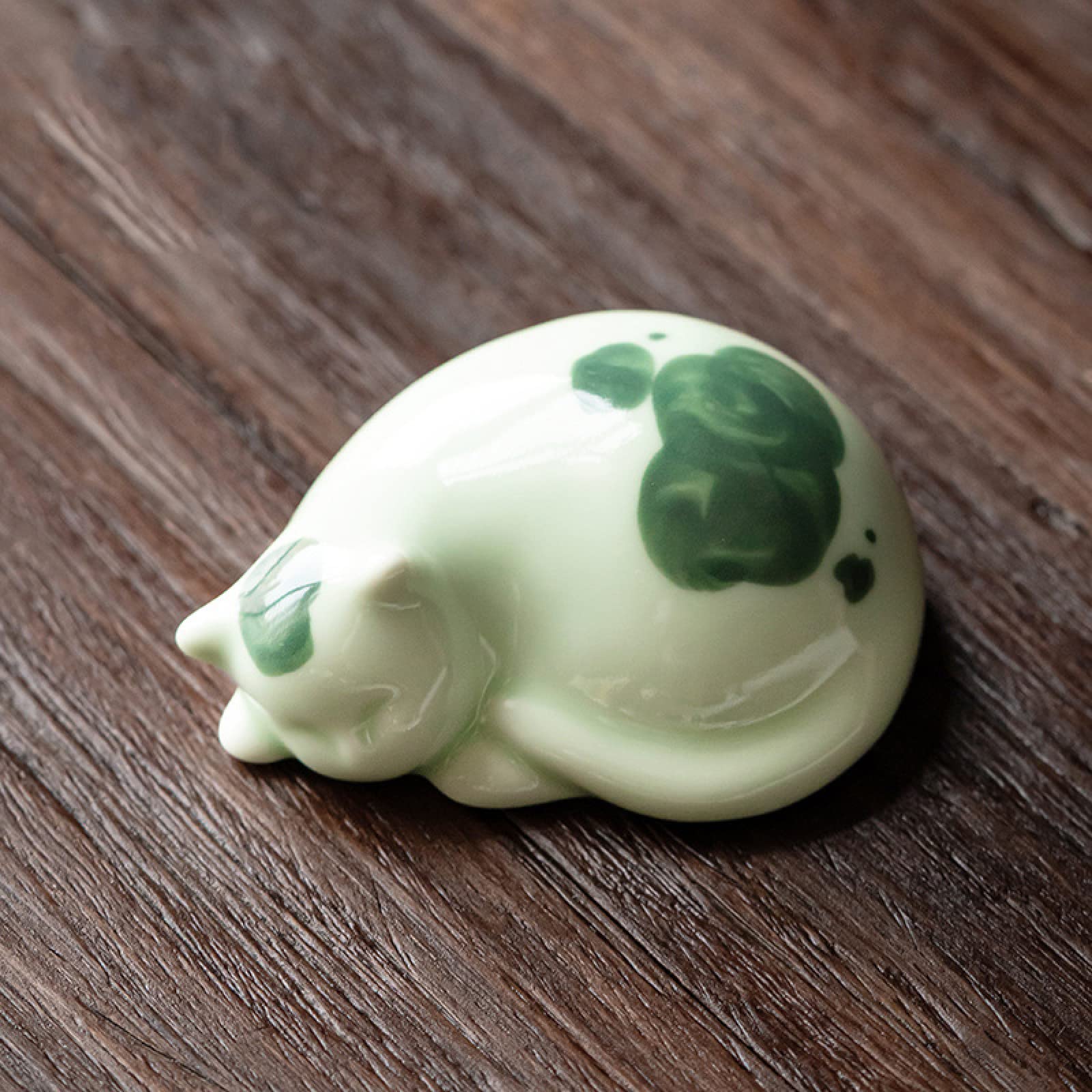 Statuetta in ceramica Scultura animale gatto verde Ornamento in ceramica Arts Hotel Home Decor Ufficio regalo di nozze