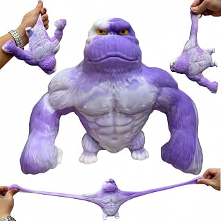 Squeeze Toy, Squishy Monkey Toy,Stretchy Glue-Sand Filled Rubber Gorilla,Elastic Stretchable, Autism,Decompression Toy for Adults and Children Animal for,Gift for Christmas, (Purple Medium)