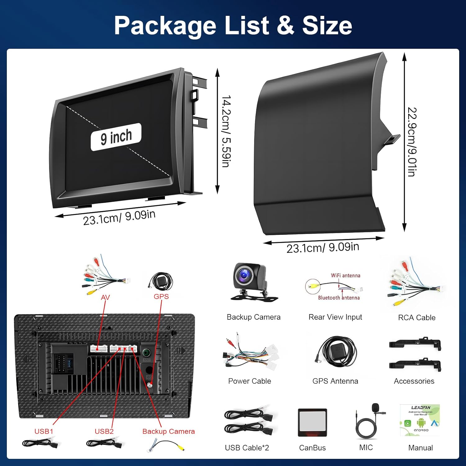 Leadfan Car Radio Stereo for Toyota Prius 2004-2009 Upgrade Compatiable with JBL Wireless Apple CarPlay Android Auto, 9 Inch Touchscreen with BT/GPS/WiFi/FM/MIC/SWC/Backup Camera Pantalla
