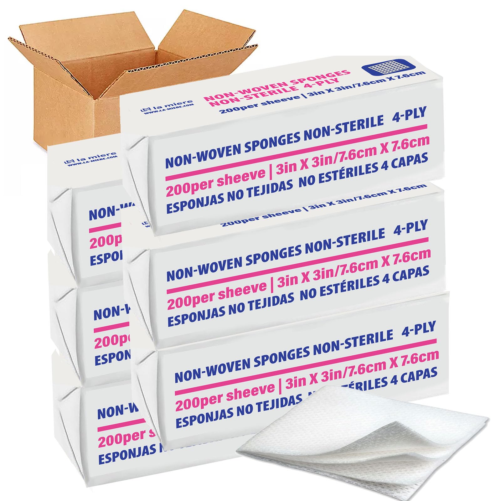 4"x4" 200 Pack Non-Woven Sponges 4-Ply Medical Sponges Non-Sterile — Amazon image 16