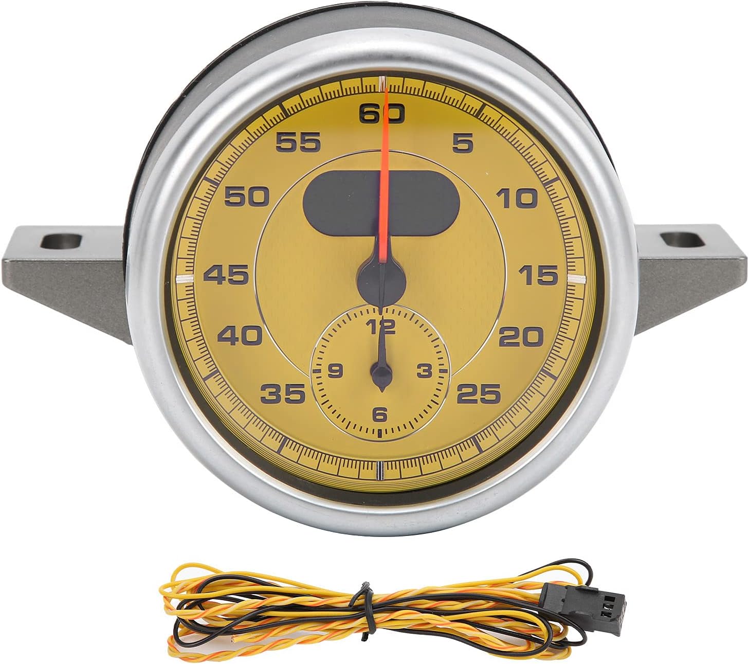 Gauge Clock Dashboard, Automobile Interior Repacking Replacement Compatible with MACAN 2014 2021, Car Instrument Cluster Clock (Yellow)