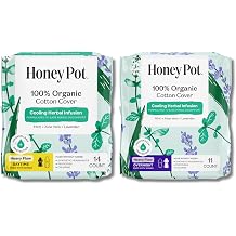 The Honey Pot Company - Heavy Daytime & Overnight Bundle - Herbal Pads Insused w/Essential Oils for Cooling Effect & Organic Cotton Cover - Feminine Care - Sanitary Pads for Women