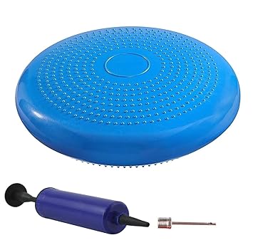 Inditradition Exercise Balance Board with Inflating Pump | Inflated Balance Stability Disc Cushion | 13 Inches Diameter (Blue)