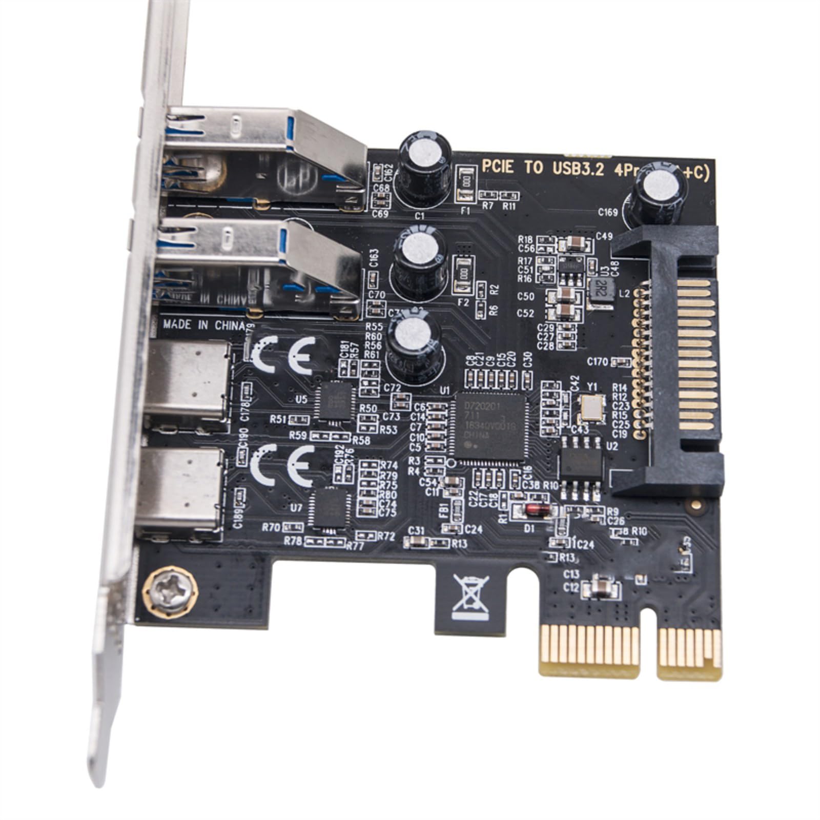 Super Speed 5Gbps USB 3.2 Gen1 Type C and USB PCIExpress Expansion Card with Metal Brackets for PC Computer