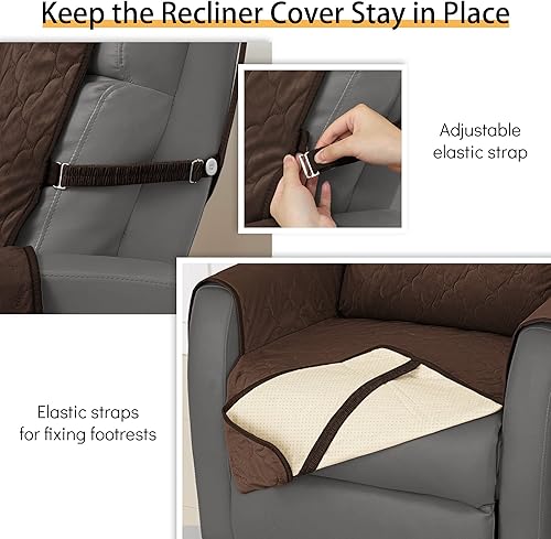 Miniatura 4 de CHHKON Fundas de terciopelo para sillas reclinables, fundas impermeables para sillas reclinables, para sala de estar, parte inferior antideslizante,