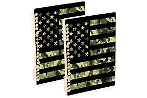 senya Spiral Notebook Ruled 2 Pcs, American Flag with Camouflage Grunge Journals...