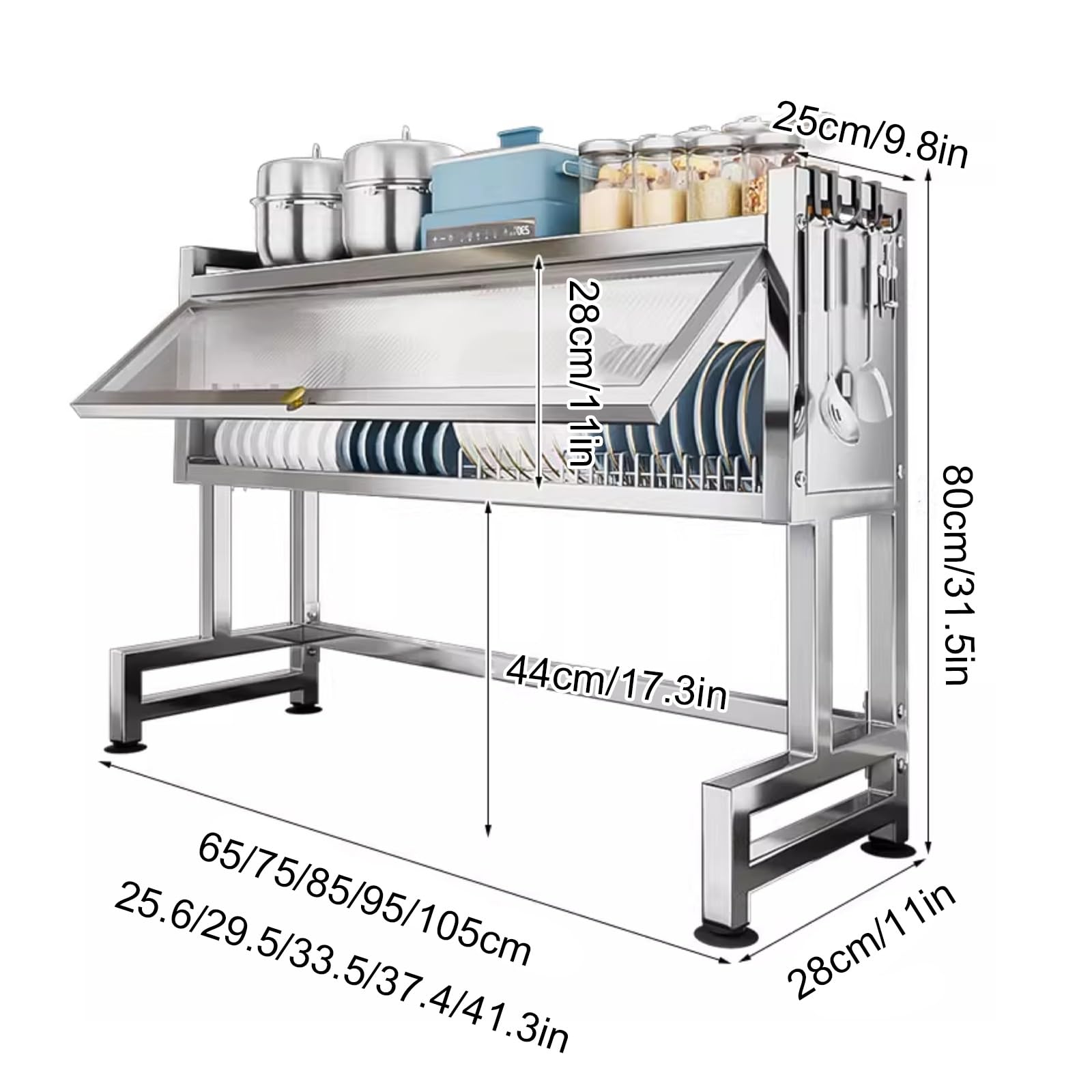 Escurridor de Platos de Acero Inoxidable: Estante de Cocina Multifuncional, diseño Que Ahorra Espacio para una organización eficiente de la Superficie de Trabajo.