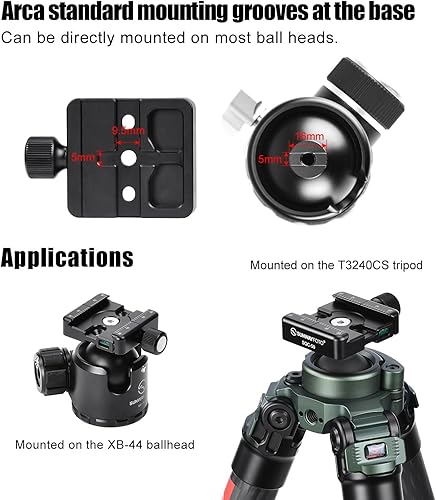 Miniatura 4 de SUNWAYFOTO SQC-50 - Trípodes universales compatibles con abrazadera Arca Swiss de 1.969 in y bípodes 17S