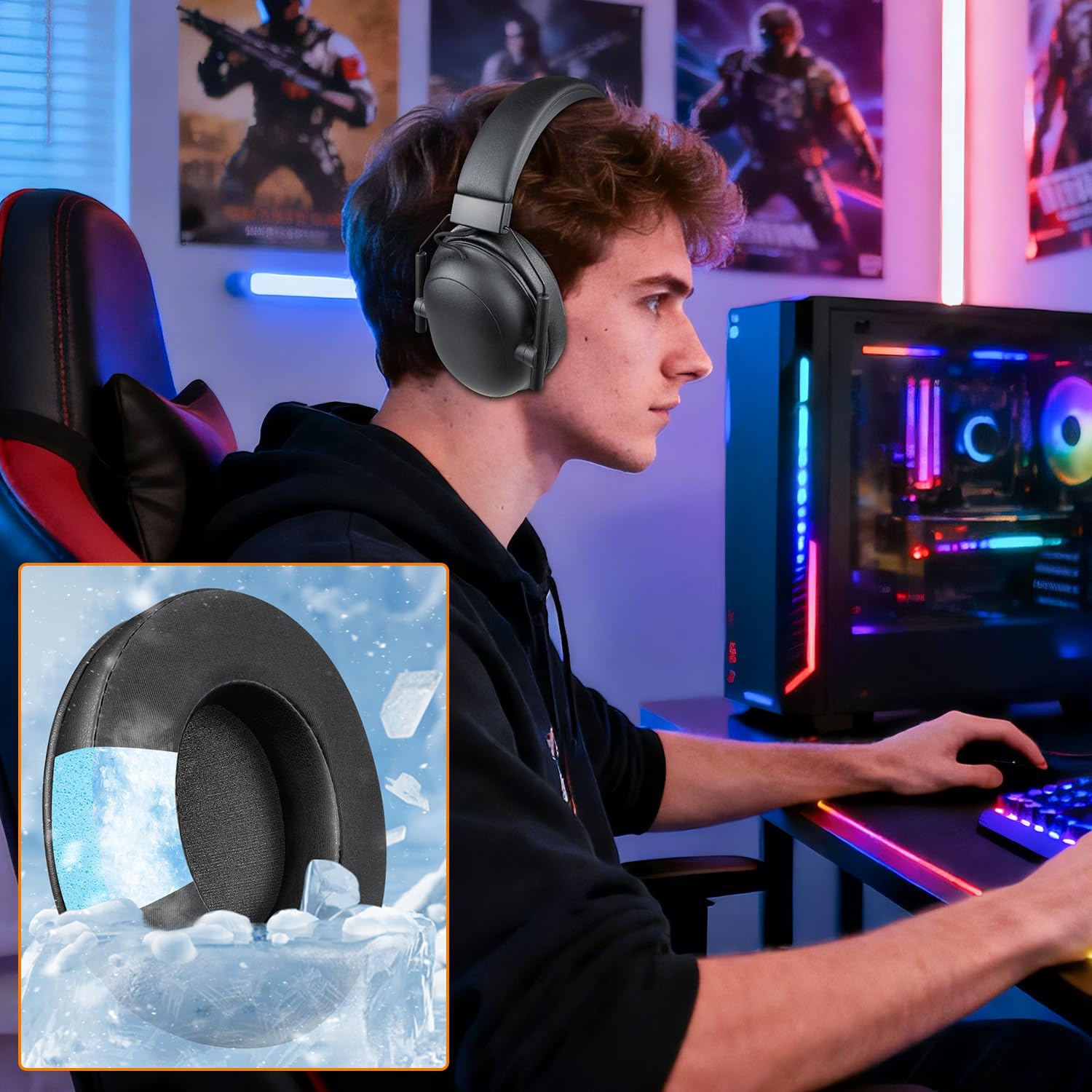 SOULWIT Chłodząco-żelowe wymienne poduszki nauszne do Razer Blackshark V2 X/Blackshark V2 HyperSpeed zestawu słuchawkowego, poduszki nauszne z pianką izolującą hałas o wysokiej gęstości