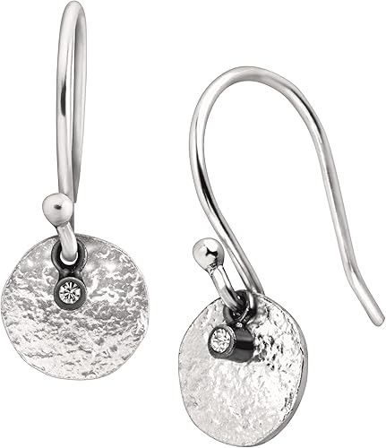 Silpada Pendientes colgantes 'Mini Crystal Disc' con cristales en plata de ley, Cristal, cristal