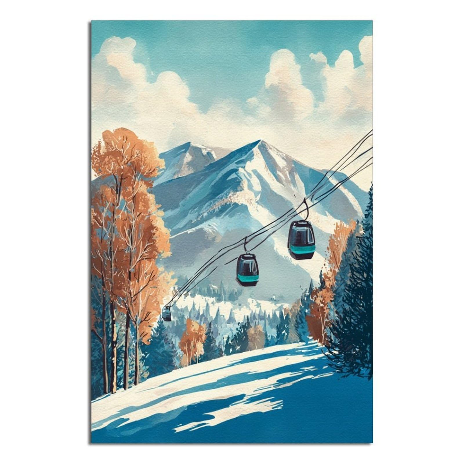 CFXNGA Niseko Ski Posters 20x30inch(50x75cm) Vintage Watercolor Canvas Art