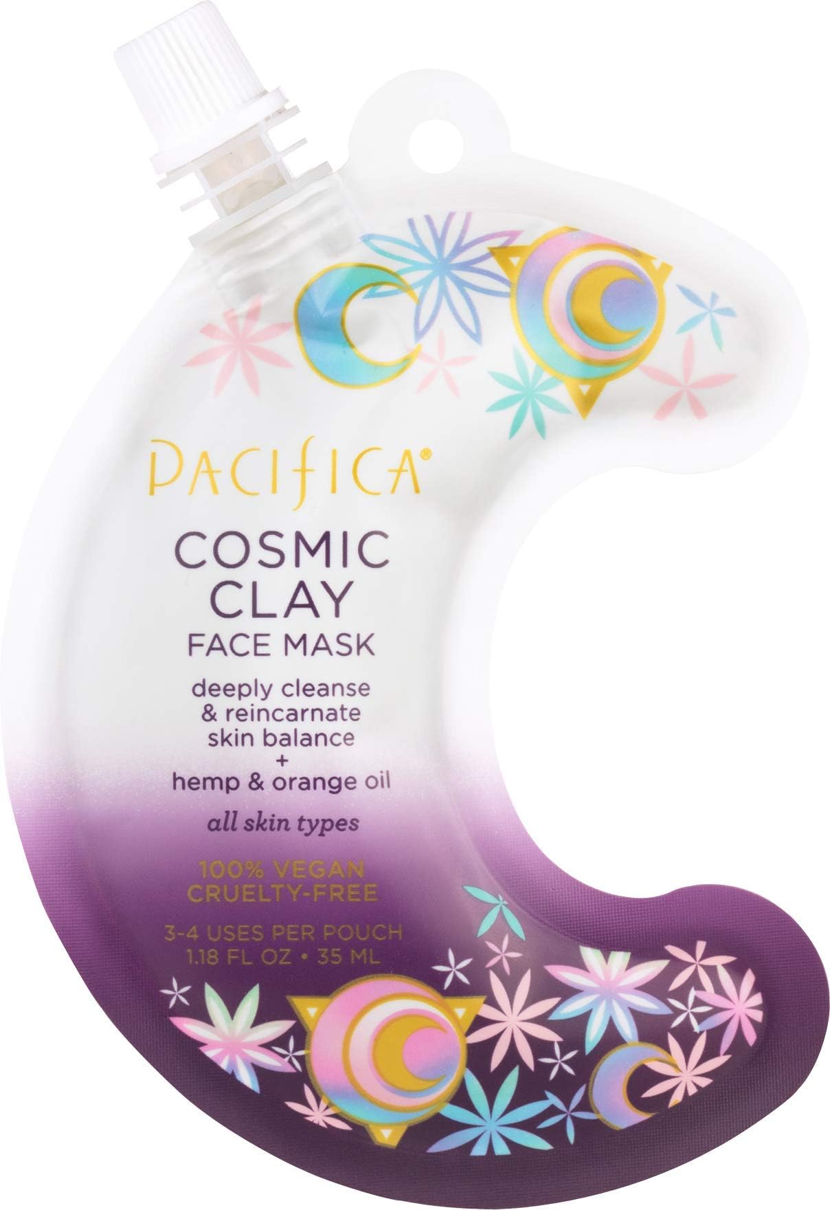 Cosmic Clay Face Mask, Deep Cleansing Pore-Minimizer Clay Mask for Blemishes & Oily Skin, Skin-Balancing Detox Facial with Hemp, Acai & Orange Oil, Clean Beauty Vegan, 1.18 oz