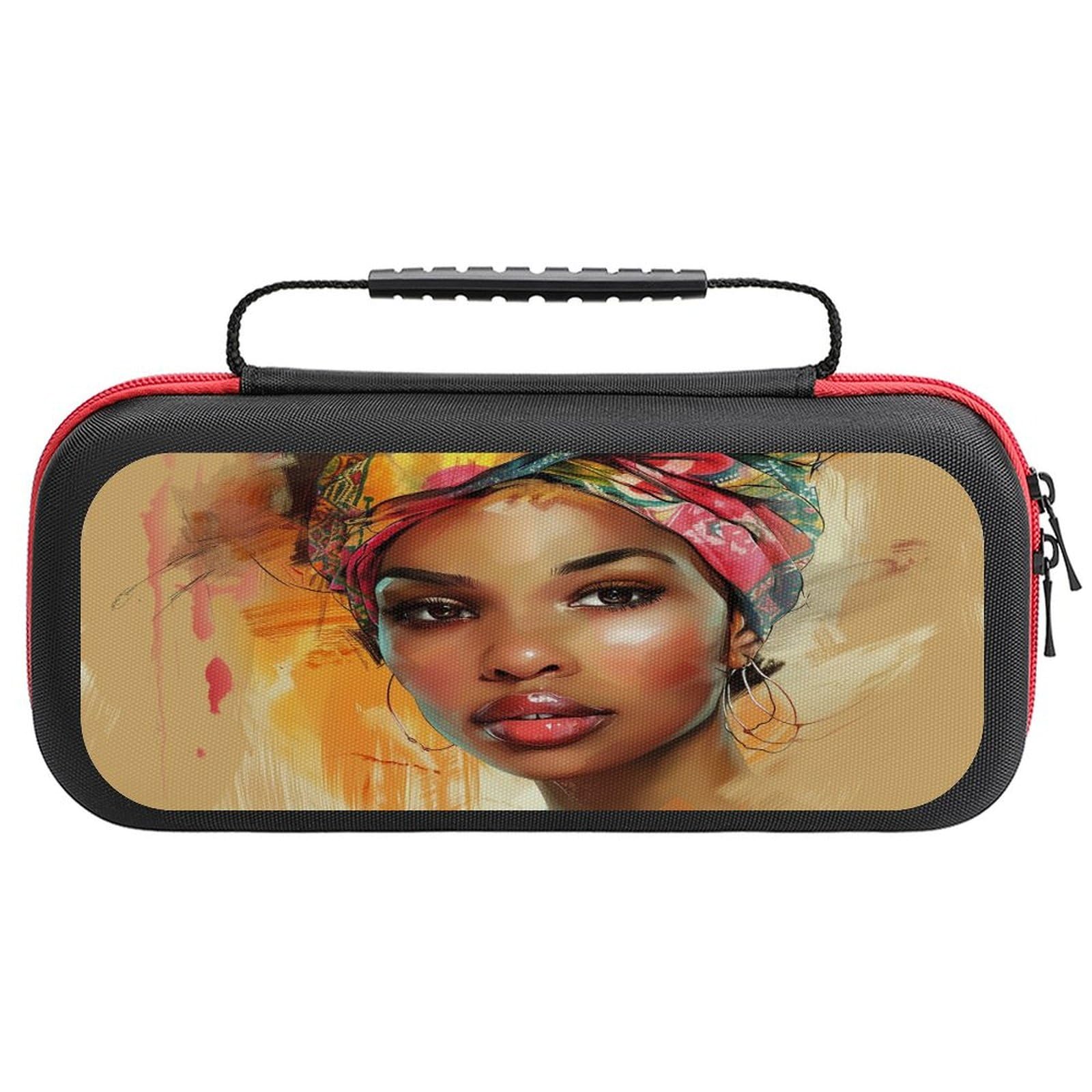 XBubupX Black Woman with An African Head Wrap Carrying Case for Switch Colorful Oil Paint Splashes Portable Travel