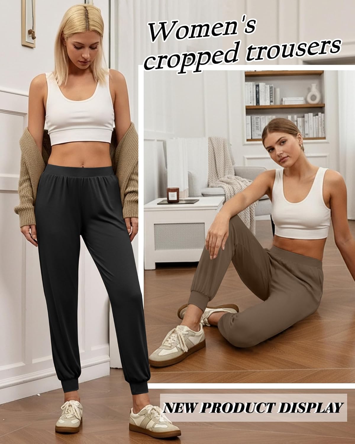 3 Pack Women's Yoga Joggers, Cozy Lounge Pants with Pockets Gym Athletic Loose Sweatpants Comfy Cuffed Pants - Image 5