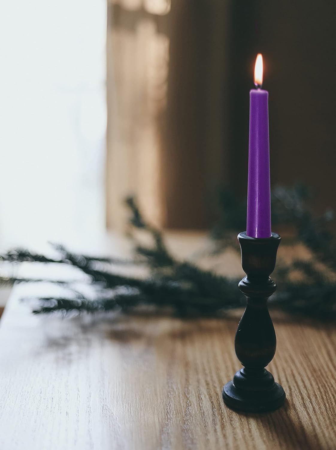 Hyoola Tall Taper Candles Bulk - 12 Inch Purple Unscented Dripless Taper Candles - 10 Hour Burn Time - 96 Pack