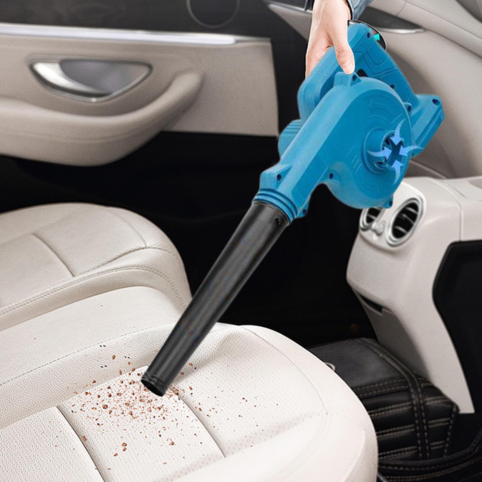 Spruzzatore d'aria elettrico, soffiatore a batteria a batteria, pulitore manuale per auto, raccogli polvere per auto, con manico ergonomico per garage, terrazze, giardini domestici | pulitore manuale per auto, raccogli polvere per auto, con manico ergonom