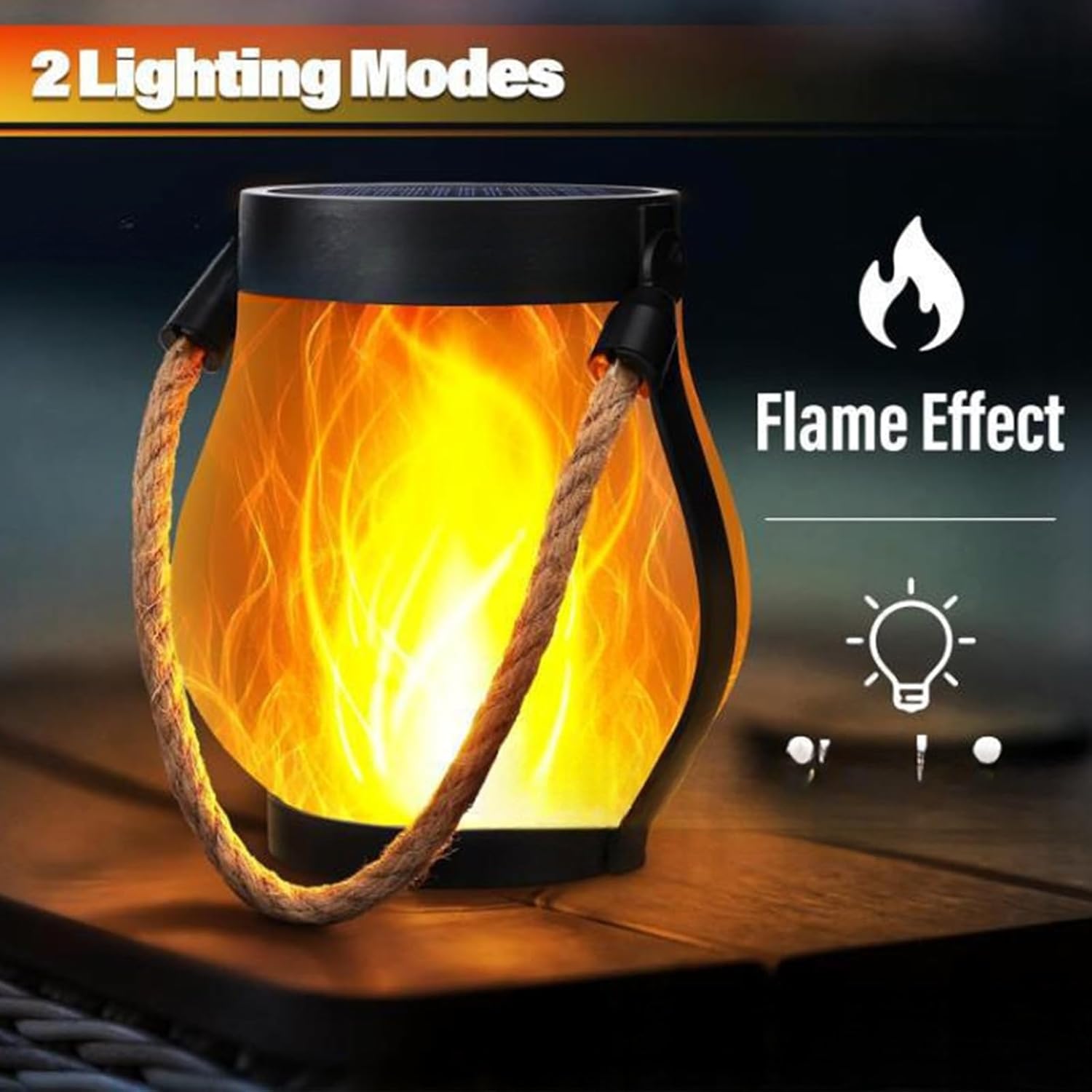 3-Pack Solar Flame Lights Two Modes Rechargeable Garden Torches for Pathway/Patio/Yard Decor