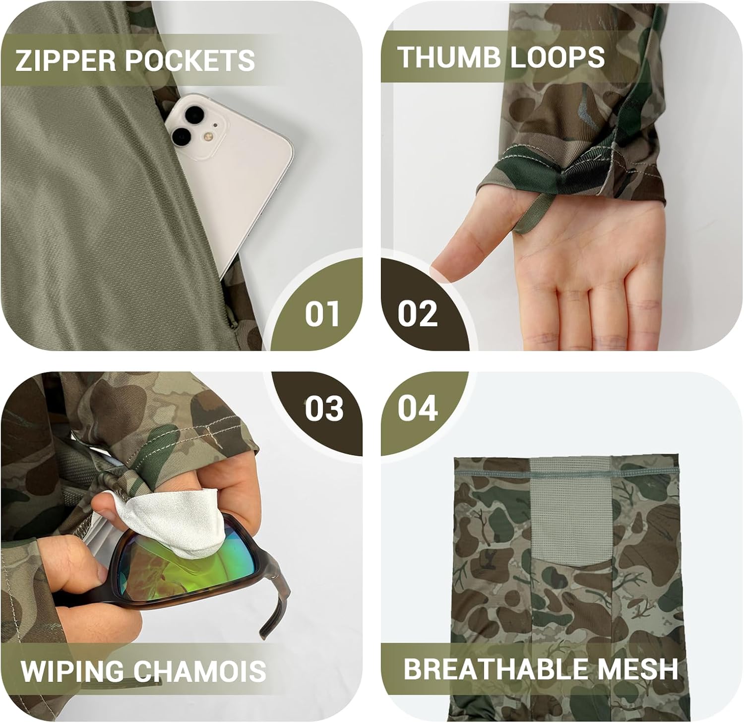 Palmyth Hunting Hoodie with Mask for Men Long Sleeve Sun Protection UV UPF 50+ Camo Fishing Shirts