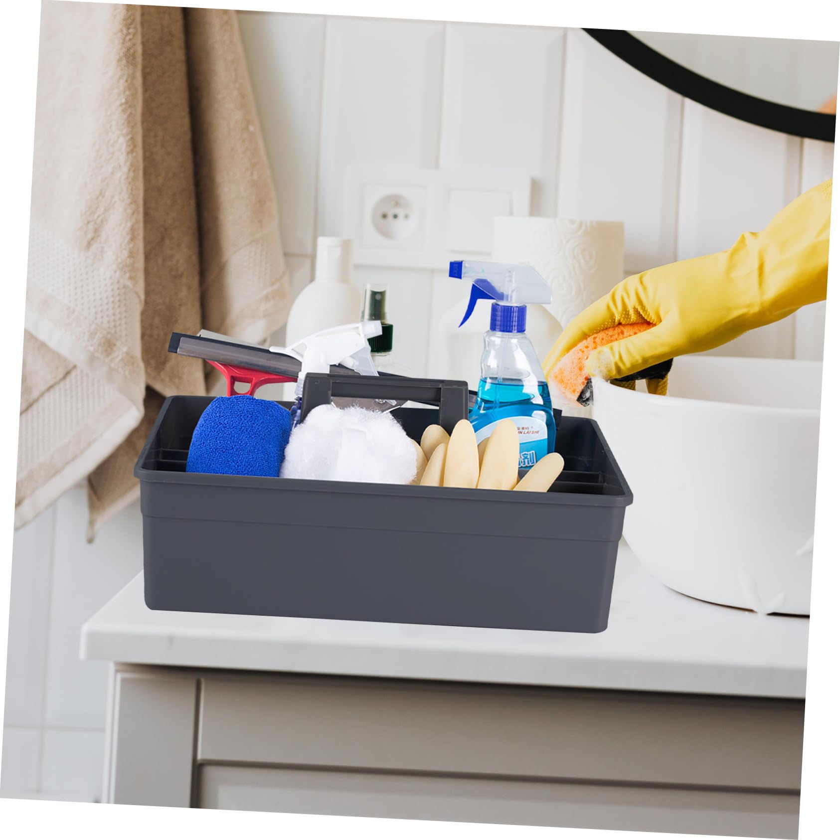 Gatuida Cesta de Limpieza Portátil con Asa y Diseño Apilable de Plástico Resistente para Almacenamiento Hogar y Lavado de Ventanas Varios estilos