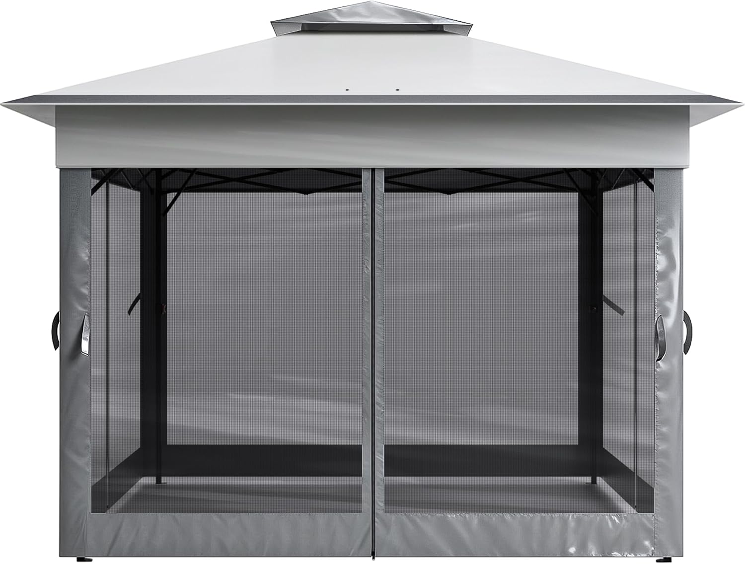 Advwin 11x11 Pop Up Gazebo Tent with Netting, Outdoor Instant Folding Canopy, Double-Layer Roof, 3 Height Positions, UV & Water-Resistant, Includes 4 Ropes, 4 Sandbags & Wheeled Carry Bag, Patio