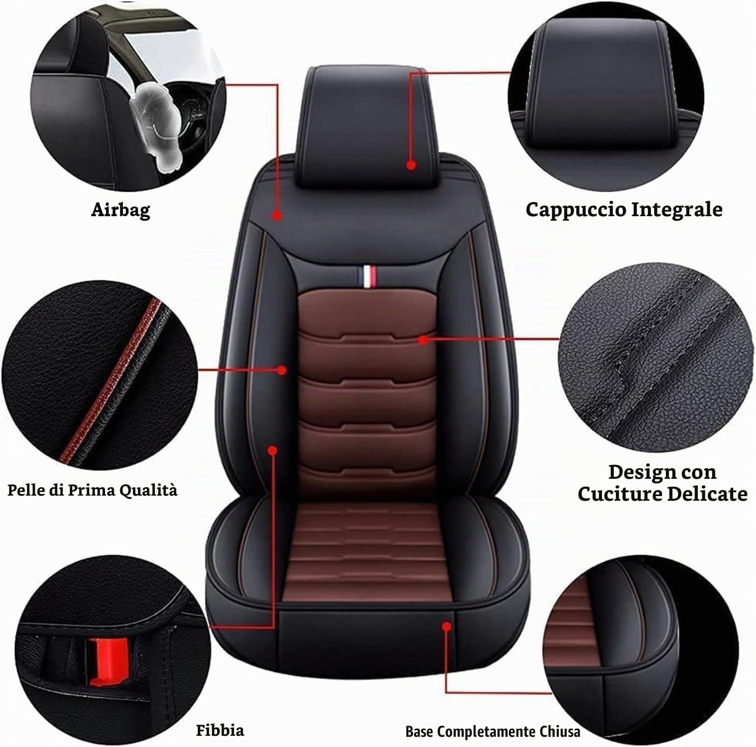 Coprisedili Auto Pelle, per Ford Ranger Wildtrak (2016-2024), Coprisedili Universali Similpelle, Set completo Copri-sedile Impermeabile Coprisedile Anteriori Posteriori Copri Sedili 5-Posti(D)