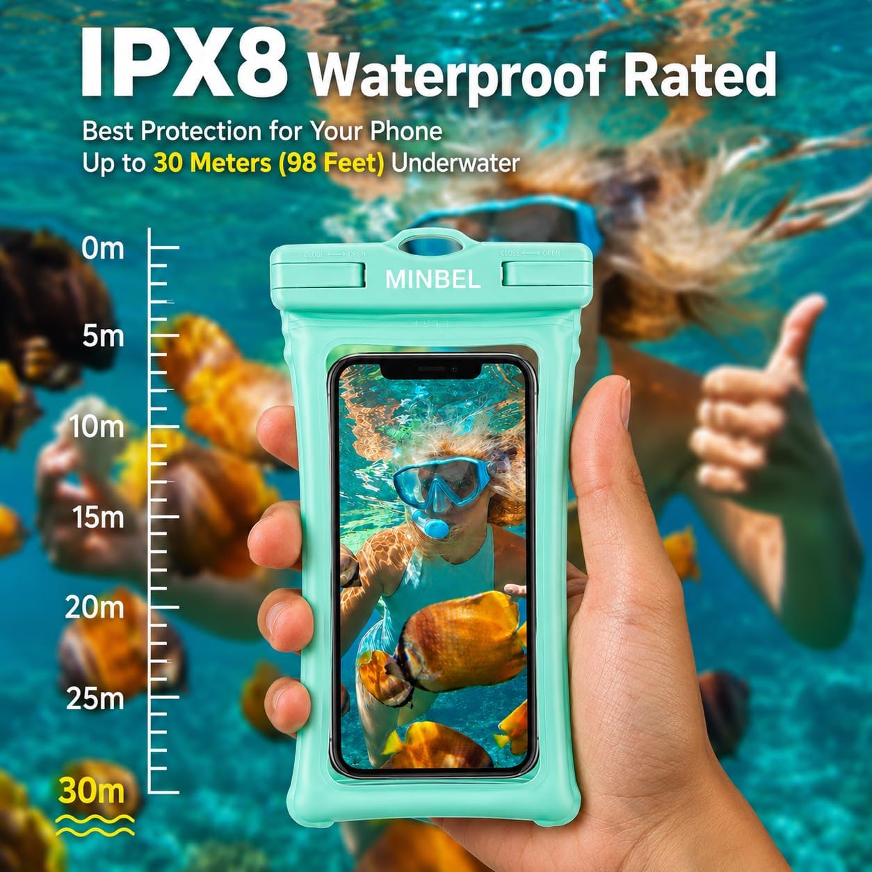 Floating IPX8 Waterproof Phone Case 2 Pack with Adjustable Lanyard
