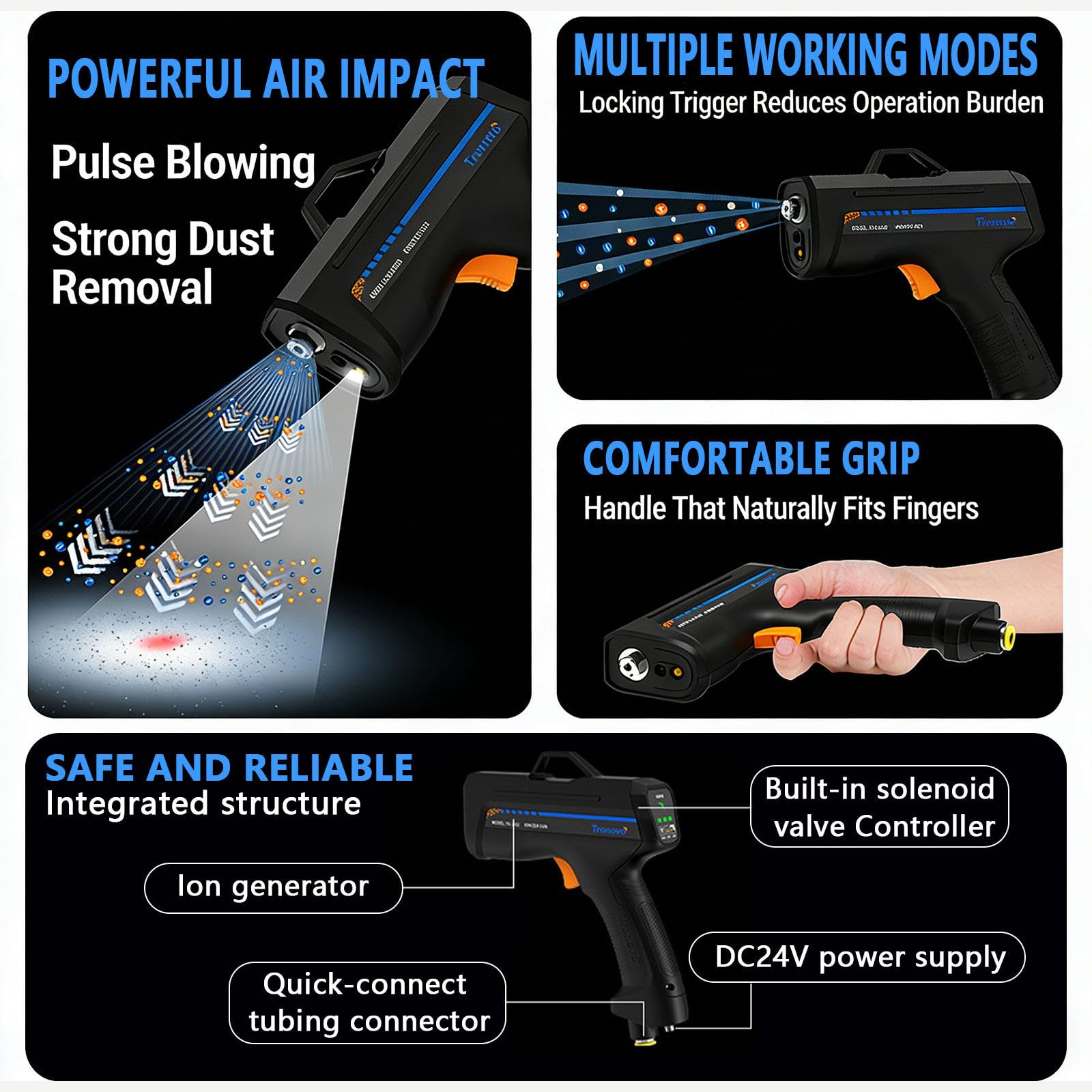 Pistola antiestática, pistola de aire ionizante para eliminación estática, ideal para pintura de automóviles, montaje electrónico, laboratorios, embalaje de película y maquinaria de precisión