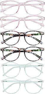 VisionGlobal 6 Pairs Blue Light Blocking Glasses/Reading Glasses for Women/Men, Fashion Eyewear Frame (Pink+Clear Pink+Clear, +1.75 Magnification)