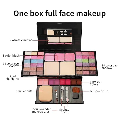 Miniatura 4 de Kit de maquillaje todo en uno para mujeres, niñas, adolescentes, 16 colores, sombra de ojos con brochas de maquillaje, paleta de maquillaje, juegos