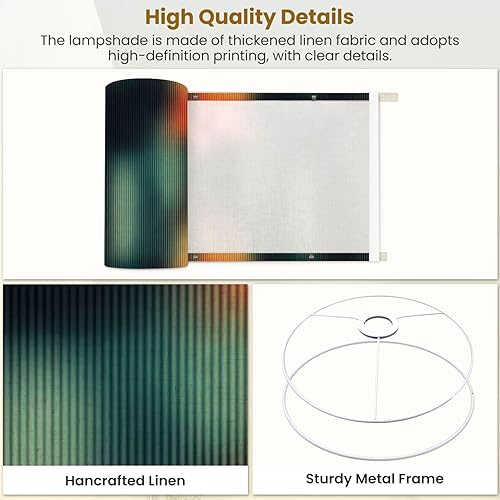 Miniatura 5 de Drum Lamp Shades Bright striped futuristic vintage aesthetic nostalgic retro Dramatic Lampshade for Floor Lamps Table Lamp Pendant Light Linen