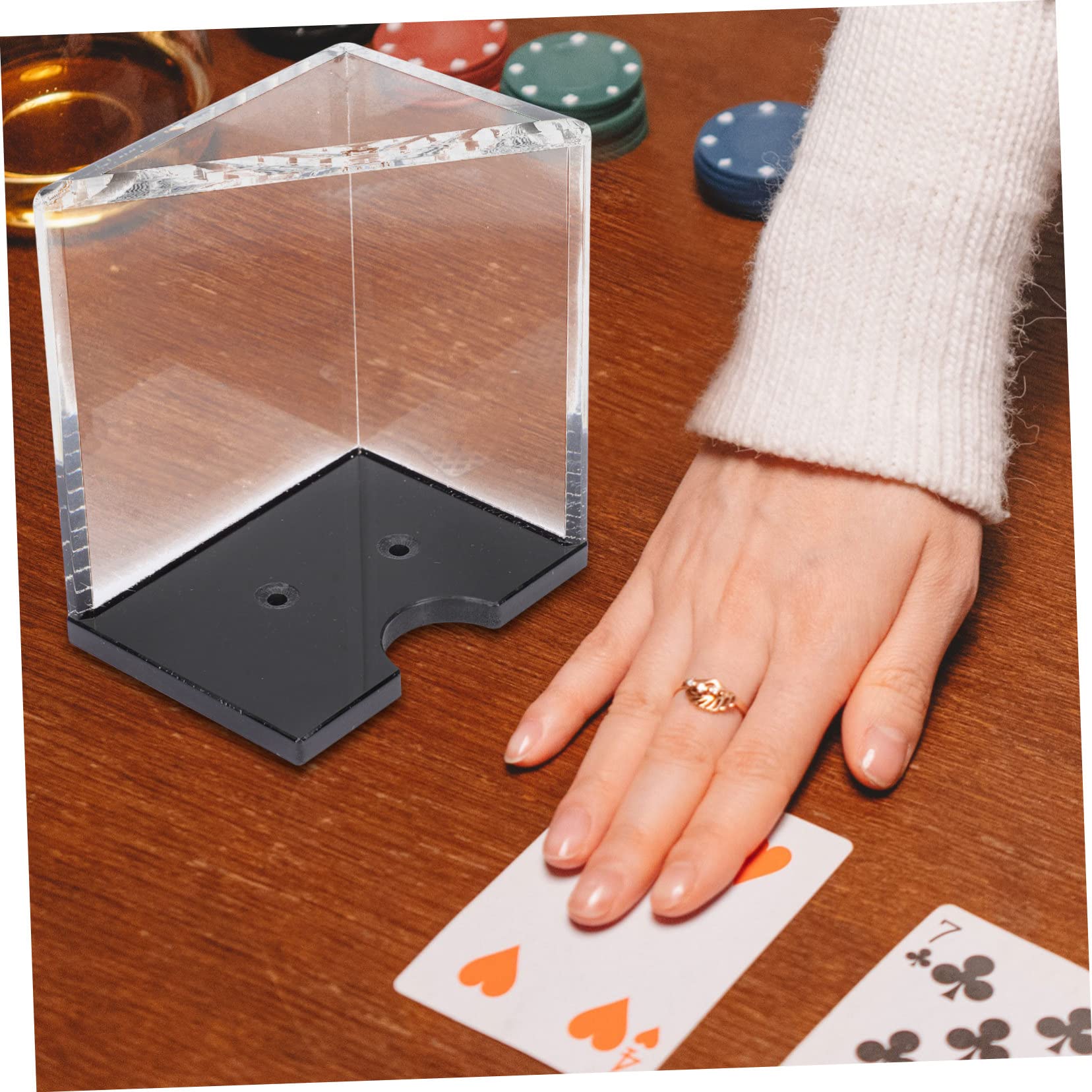 Scatola Carte Poker in Acrilico Trasparente Contenitore Stabile e Antiscivolo per Resistente e Facile da Pulire Organizer per Carte da Gioco