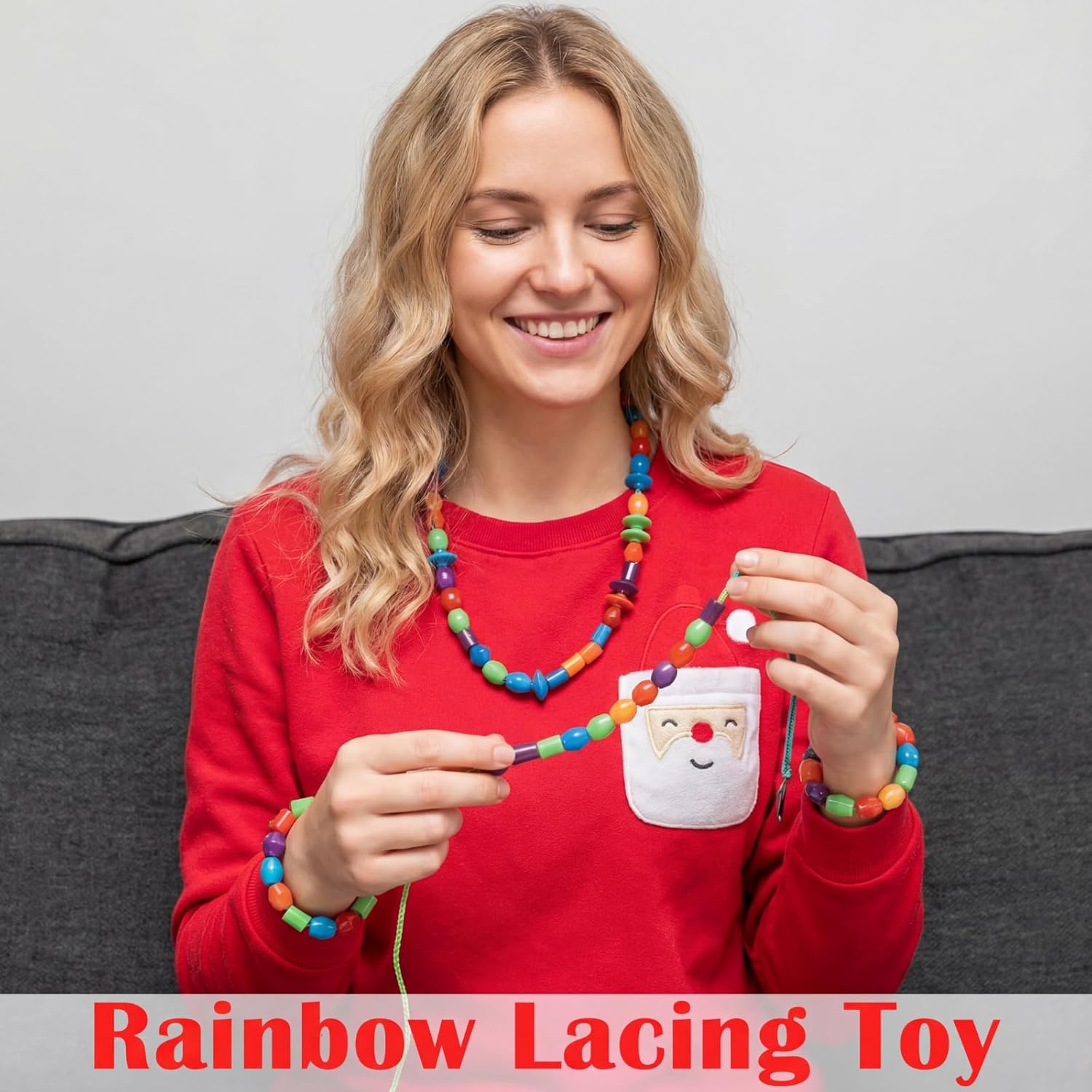 Shappy 324 Pcs Wooden Lacing Beads for Wooden String Beads Threading Toys Montessori Lacing Toys Fine Motor Skills Developmental Educational Plaything Sensory Occupational Therapy Activities Autism OT image 5