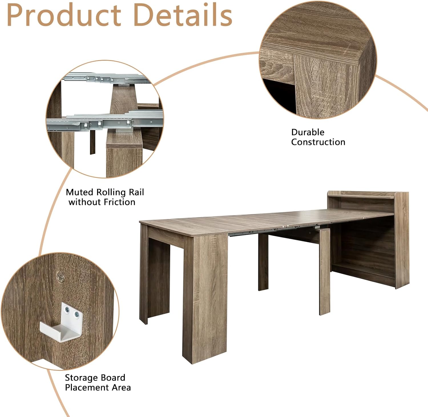 Henf Extendable Dining Table in its compact console form, positioned against a wall.