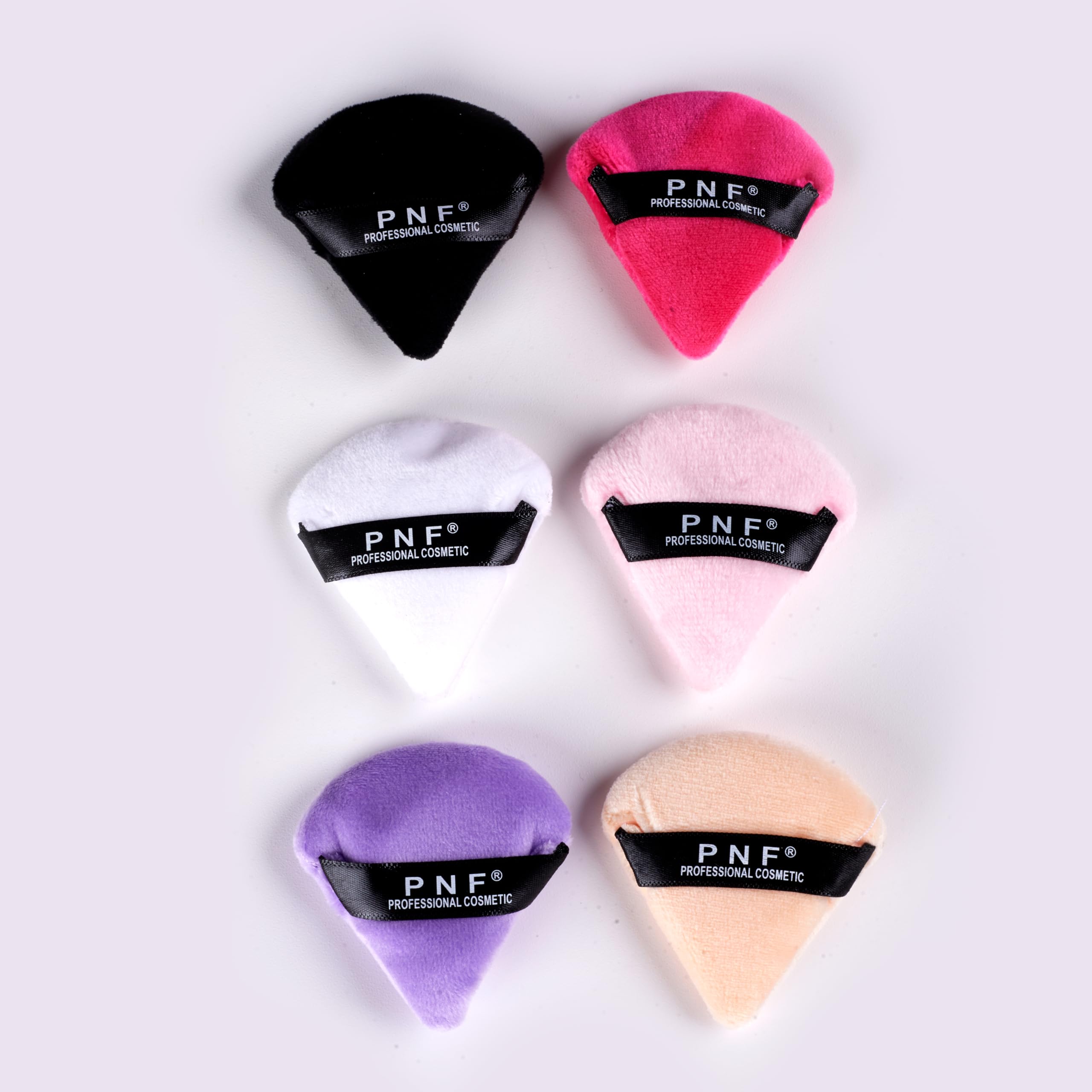 PNF PROFESSIONAL Pizza Powder Puff for Face Makeup | 6 Pcs - Small Triangle Wedge Shape Designed | for Contouring Under Eyes and Corners | Loose Powder Mineral Powder Makeup Tool Multicolour,-image-11