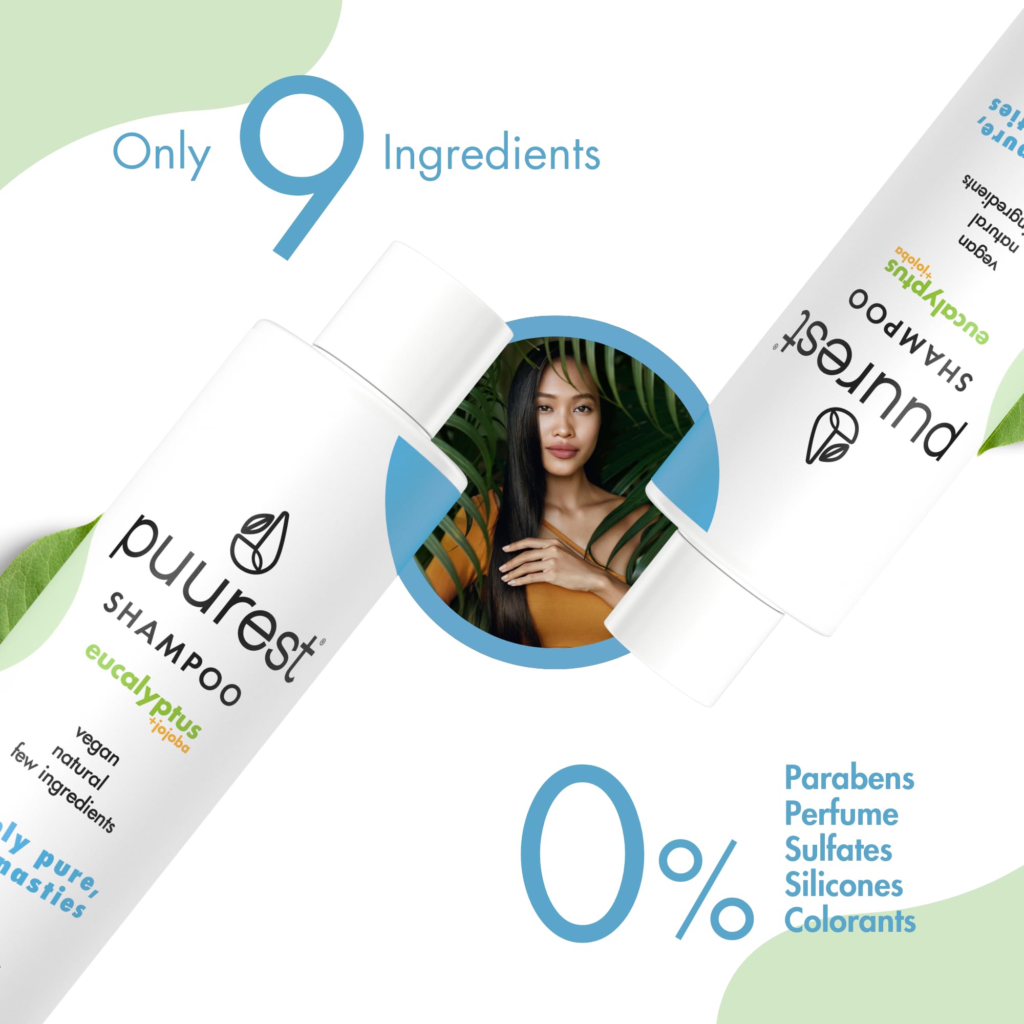 Puurest Shampoo senza solfati, siliconi, parabeni e sale – naturale, vegan, idratante, senza profumo, con olio di eucalipto e jojoba, 250ml