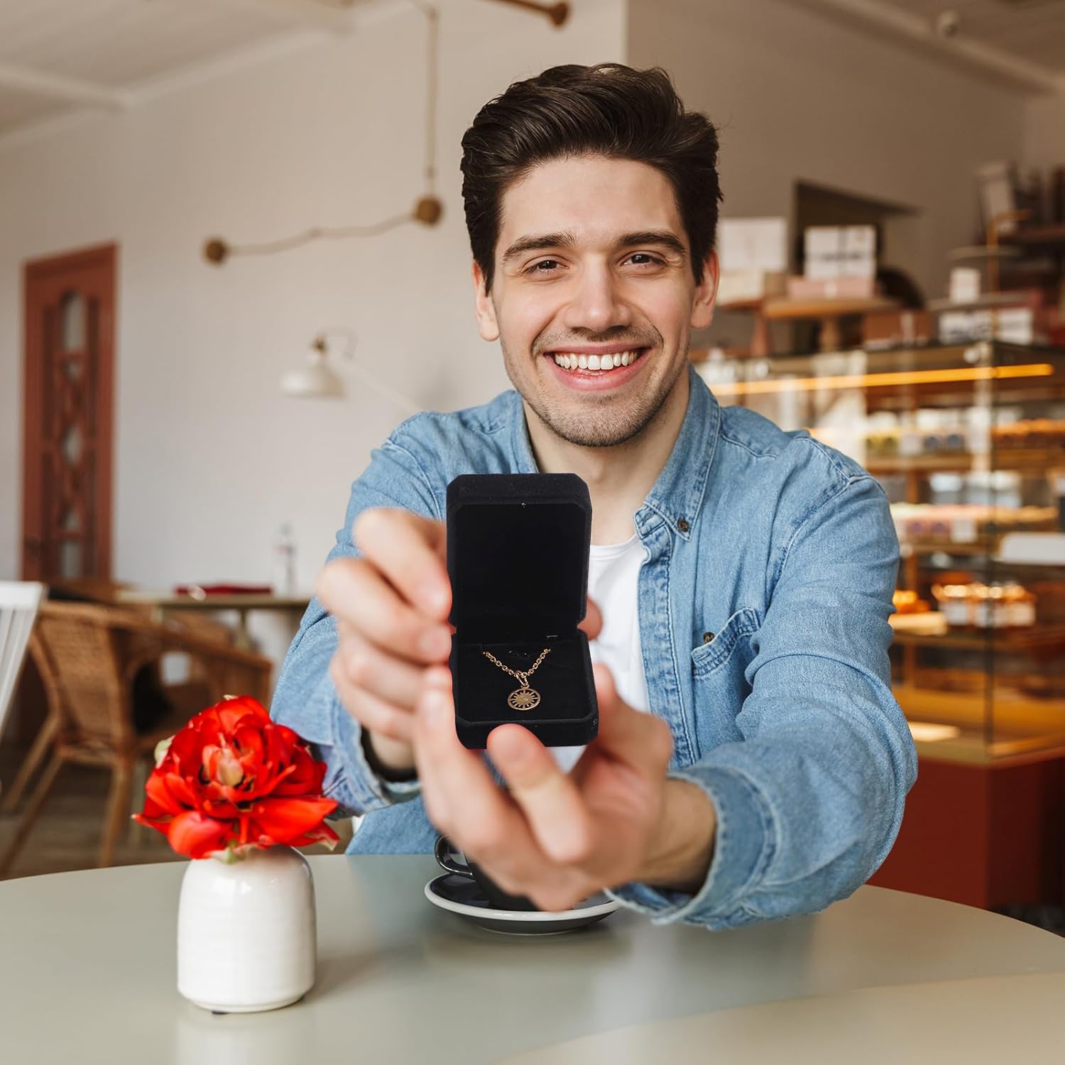 Sureio 24 Pcs Valentine's Day Velvet Jewelry Gift Boxes Bulk for Necklace Pendant Ring Earring Display Case Wedding (Black) - Image 5