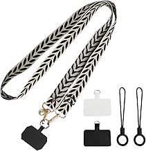BUZUYIWAR Mobile Rope, Mobile Rope Hanging Lanyard for Mobile Phone Universal Adjustable with 2 Patches, Mobile Neck Hanger for Women, Multifunctional for All Smartphones