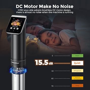 KitchenBoss WIFI Sous Vide Cooker: Ultra-Quiet Sous-vide Cooking Machine 1100 Watts Stainless Steel Immersion Circulator for Kitchen with TFT Preset Recipes (Black)