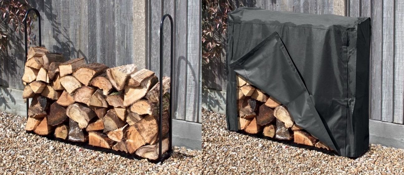 1m Wood Log Store Outdoor Garden Fire Log Storage Unit