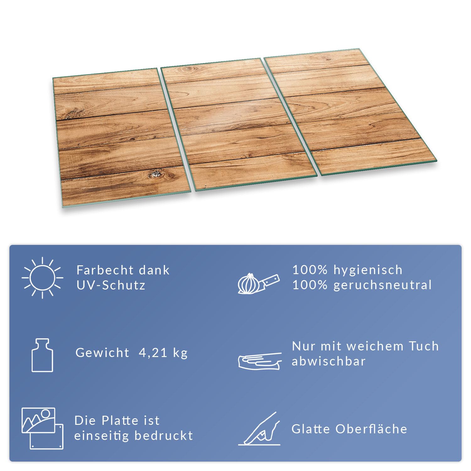 Herdabdeckplatte Abdeckung Ceranfeld Abdeckplatte Schneidebrett 3-Teilig 90x52 Holz Bretter Braun Spritzschutz Glasplatte Ceranfeldabdeckung Schutz Herdschutz Sicherheitsglas Glasschneidebrett 3x30x52