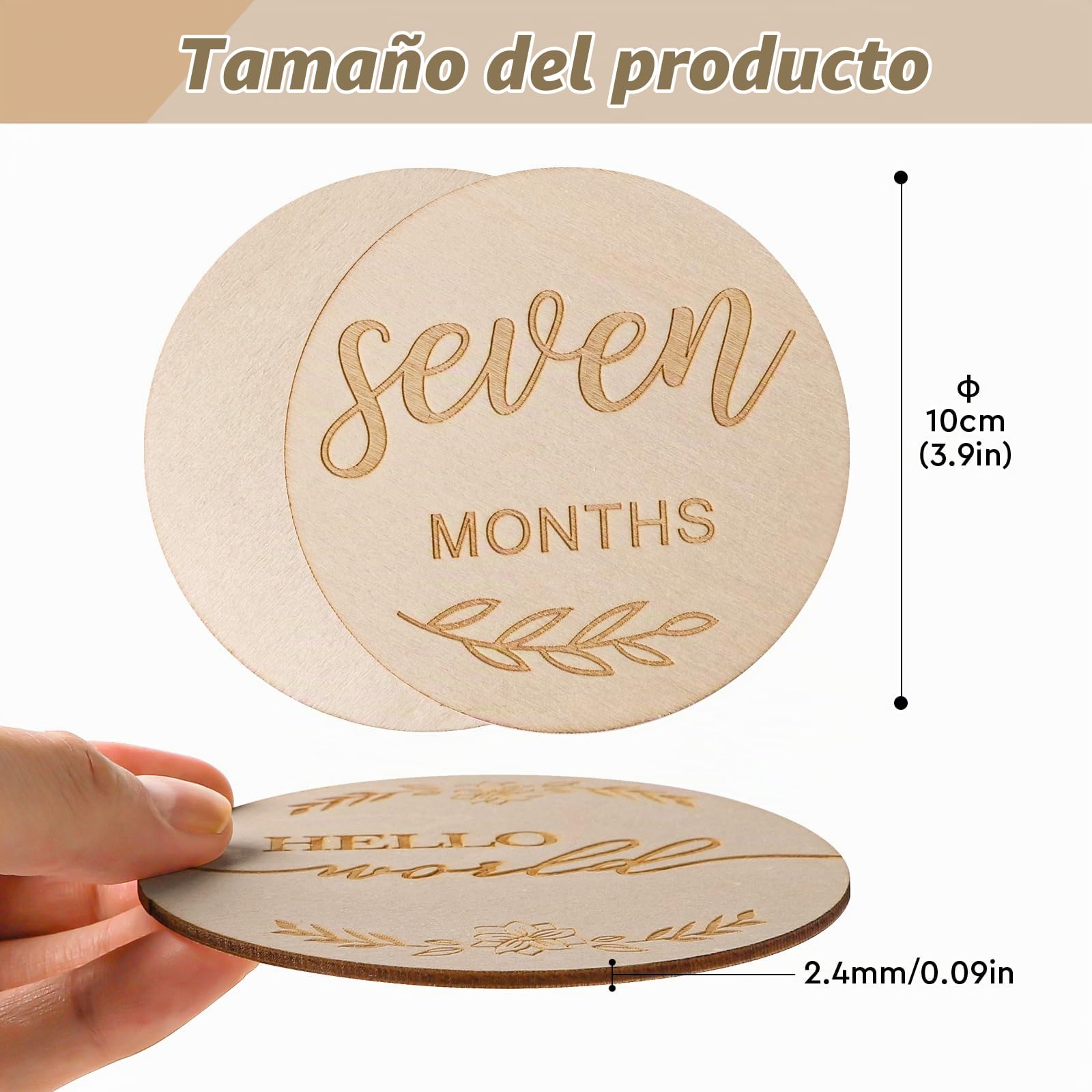 DBREAKS 14 Baby Wooden Milestone Cards Pregnancy/Baby,Tarjetas de Hitos para Bebés madera,Tarjetas meses Bebé,Milestone cards,Regalos para embarazadas,Regalos para recién nacidos y futuras mamás.
