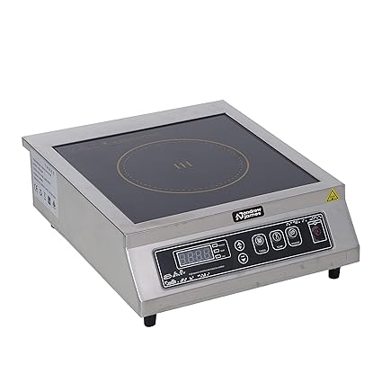 ANDREW JAMES 3500W Stainless Steel Manjeet Kitchen Commercial Induction Burner Cooktop (Silver And Black)
