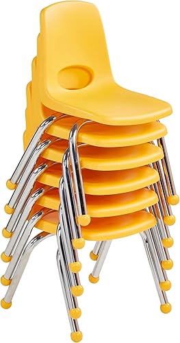 Miniatura 391 de Factory Direct Partners 10355-BL Silla escolar apilable de 10 pulgadas, asiento apilable para estudiantes con patas de acero cromado y rodamientos