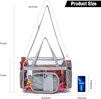 Vista 6 de Bolsas Transparentes Aprobadas para Estadios, Bolsa Tote Transparente + Correa para el Hombro, Bolsa Transparente Grande Gris de gran