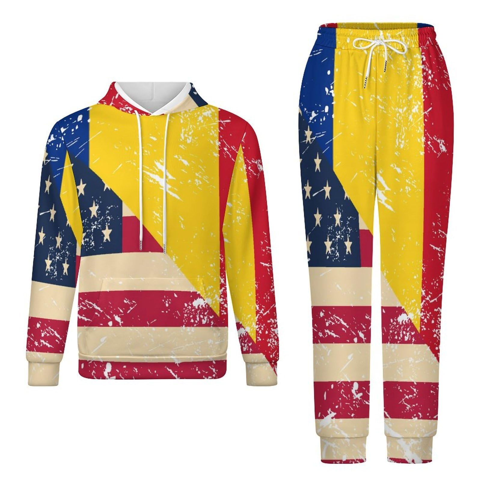 US E Romania Vintage Flag Tute per gli Uomini Manica Lunga Felpa Con Cappuccio E Pantaloni Della Tuta Joggers Set Moda Tute