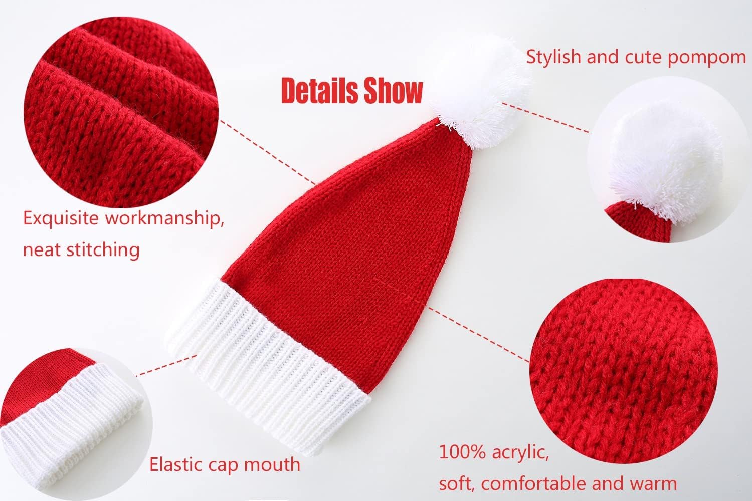 Santa Hat for Women Men Unisex Christmas Hat Premium Acrylic Beanie Warm Party Hat for Christmas New Year Holiday - Image 3